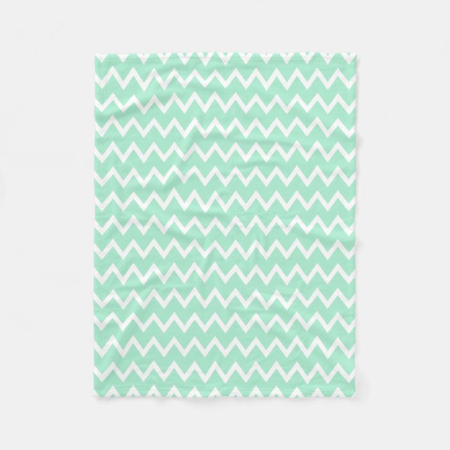 Mint Grönt och White Chevron Mönster Fleecefilt (Framsidan)