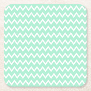 Mint Grönt och White Chevron Mönster Underlägg Papper Kvadrat