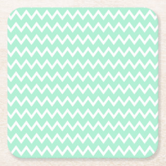 Mint Grönt och White Chevron Mönster Underlägg Papper Kvadrat