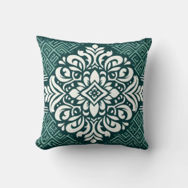 Mint Grönt och White Damask stil Kudde