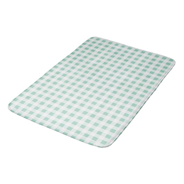 Mint Grönt och White Gingham Badrumsmatta (Vinklad)