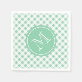 Mint Grönt och White Gingham, Ditt Monogram Pappersservett