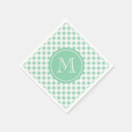 Mint Grönt och White Gingham, Ditt Monogram Pappersservett