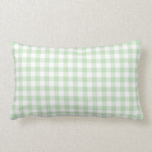 Mint Grönt och White Gingham Mönster Lumbarkudde