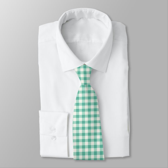 Mint Grönt och White Gingham Slips (Bunden)