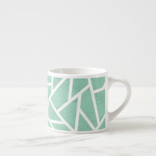 Mint grönt och white mosaic mönster espressomugg