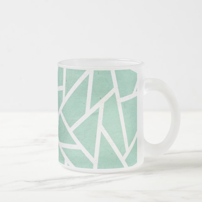 Mint grönt och white mosaic mönster frostad glasmugg (Höger)
