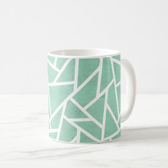 Mint grönt och white mosaic mönster kaffemugg (Framsida höger)