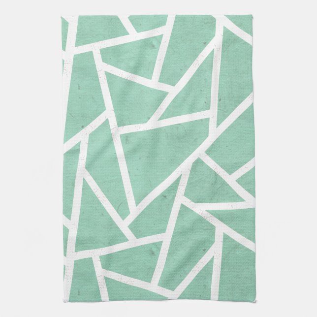 Mint grönt och white mosaic mönster kökshandduk (Vertikal)