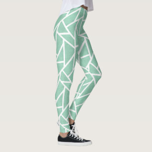 Mint grönt och white mosaic mönster leggings