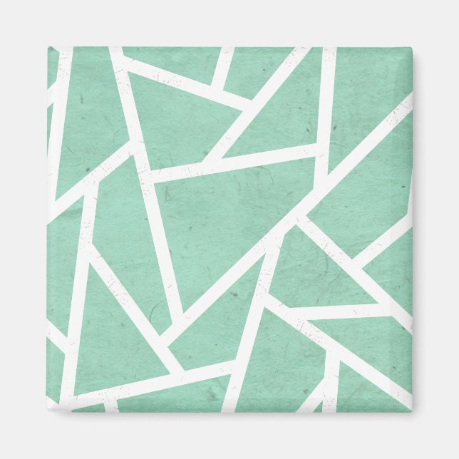 Mint grönt och white mosaic mönster magnet (Framsidan)