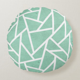 Mint grönt och white mosaic mönster rund kudde