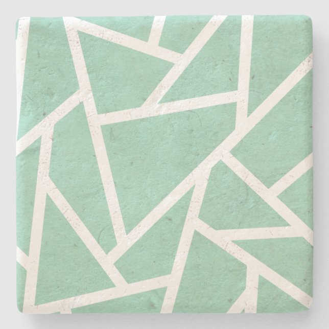 Mint grönt och white mosaic mönster stenunderlägg (Framsidan)