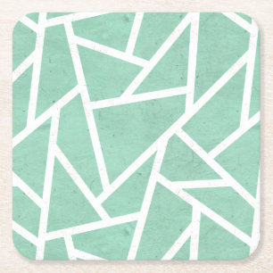 Mint grönt och white mosaic mönster underlägg papper kvadrat