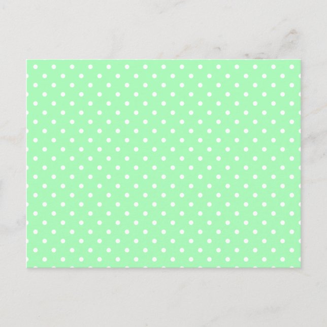 Mint Grönt och White Polka Dot Vykort (Framsida)