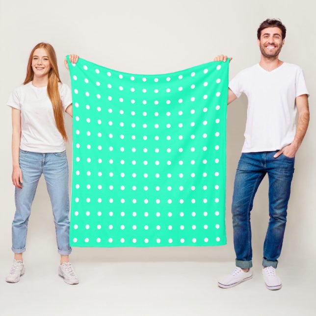 Mint Grönt och White Polka dots Fleecefilt (På plats)
