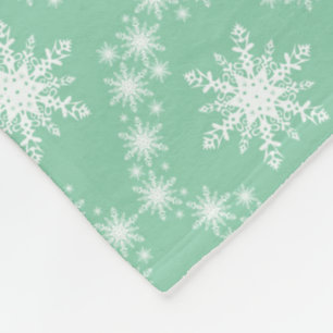 Mint Grönt och White Snöflingor Fleecefilt