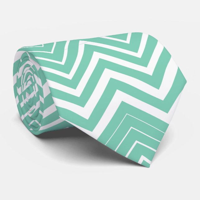 Mint-Grönt och White Zigzag Chevron Slips (Rullad)
