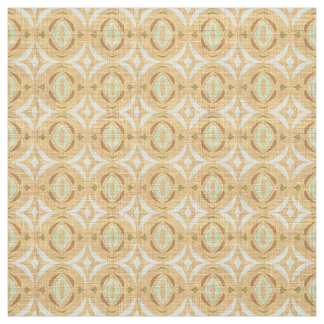 Mint Grönt Ochre Gult Brown Nouveau Deco Mönster Tyg (Provkarta)