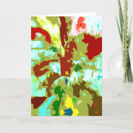 Mint Grönt Olive Red Abstrakt Fantasy Flower Kort