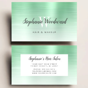 Mint Grönt Ombre Brushed Metall Monogram Hair Salo Visitkort