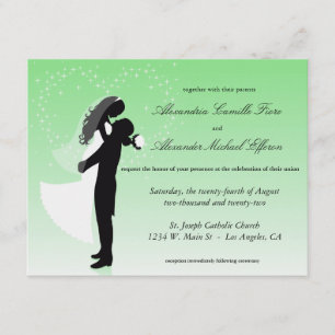 Mint Grönt Ombre Silhouette Formal Bröllop Inbjudningar