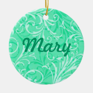 Mint Grönt Ornamental Namn Ornament