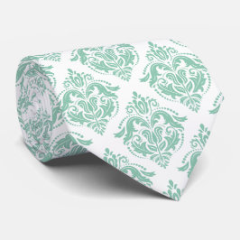Mint-grönt på fläckmönster för vit vintage slips