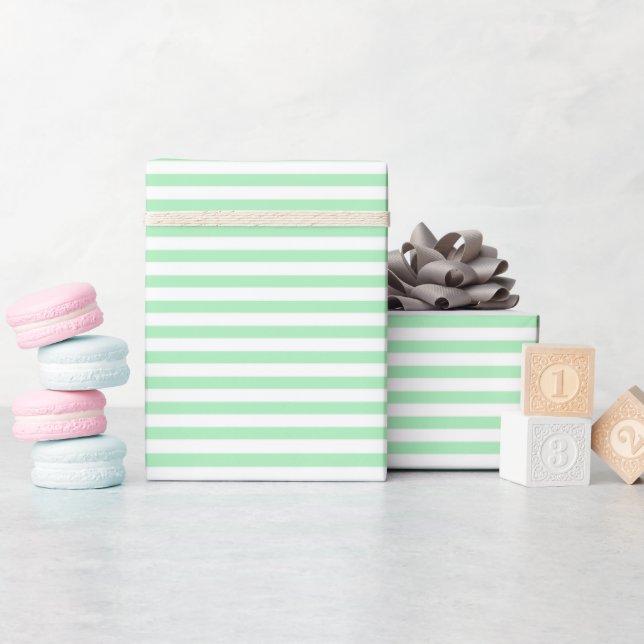 Mint-Grönt | Papper Wrapping för Rand i Vita Presentpapper (Baby Shower)