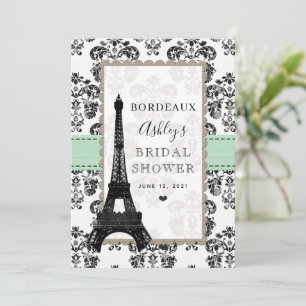 Mint Grönt Parisian Eiffel City Bord Inbjudningar