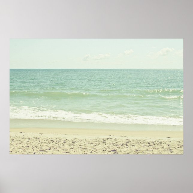 Mint Grönt Pastel Beach Photography Poster (Framsidan)