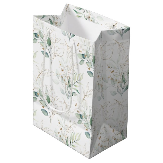 Mint Grönt Pastel Blommigt Greenery Mönster (Framsidan Vinklad)