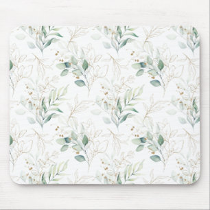 Mint Grönt Pastel Blommigt Greenery Mönster Musmatta