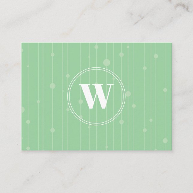 Mint grönt pastel färg modern monogramdesign visitkort (Framsida)