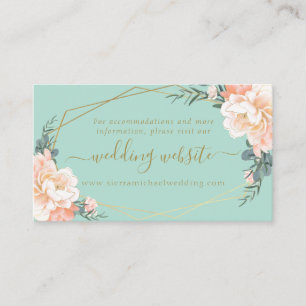 Mint Grönt Peach Cream Guld Blommigt Bröllop webbp Tilläggskort