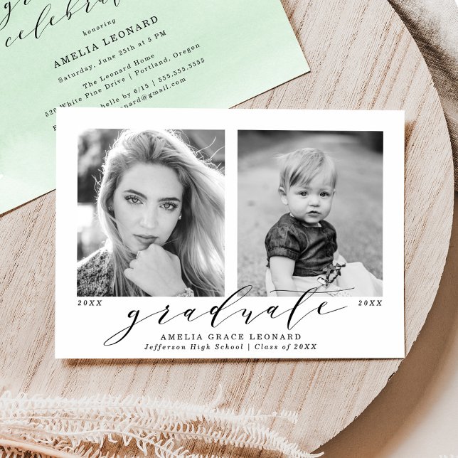 Mint Grönt Photo Studentfest Inbjudningar (Skapare uppladdad)