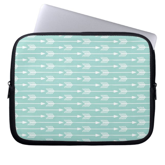 Mint Grönt Pilar Mönster Laptop Sleeve (Framsidan)