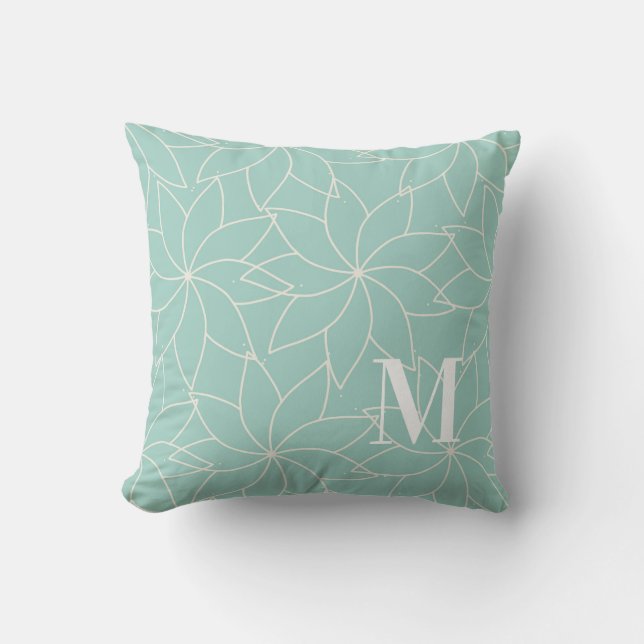 Mint Grönt Pinjul Monogram Dekorativ kudde (Framsida)