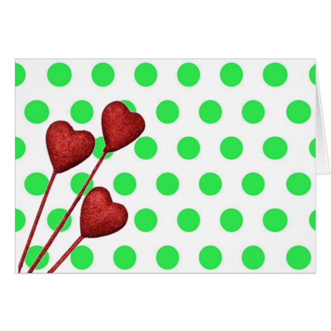 Mint Grönt Polka dots Hälsningskort (Framsidan Horizontal)