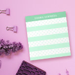 Mint Grönt Polka dots & Rand Lägg till ditt namn Anteckningsblock<br><div class="desc">Anteckningsblock av personlig vid tunt grönt med polka punkt och rand i en mjuk skugga av pastellmint grönt och ditt namn i vitt mot en mörkare myntgrönt. Mint grönt stripe och polka dot anteckningsblock personlig med ditt namn i vit brev. Börja anteckningarna på anteckningsblocket söt polka punkt och rand med...</div>