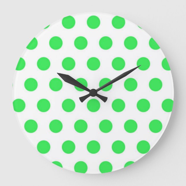 Mint Grönt Polka dots Stor Klocka (Framsida)