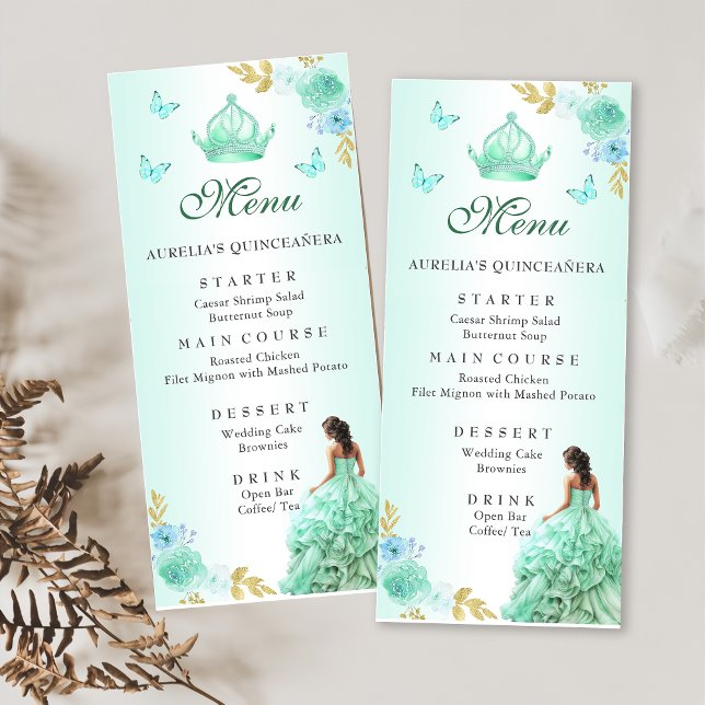 Mint Grönt Princess Dress Quinceañera Birthday Meny (Skapare uppladdad)