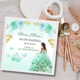 Mint Grönt Princess Dress Quinceañera Birthday Pappersservett