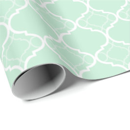 Mint Grönt Quatrefoil Geometric Mönster Presentpapper