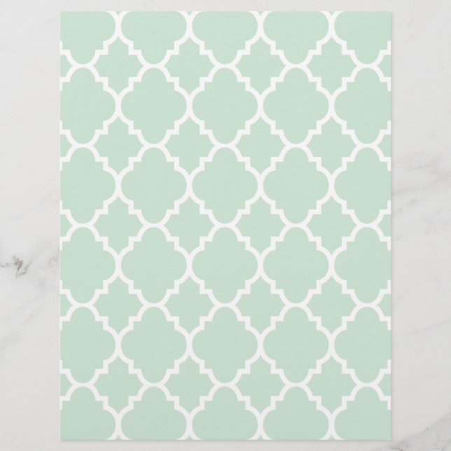 Mint Grönt Quatrefoil Moroccan Mönster (Framsida)