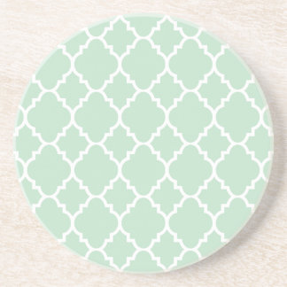 Mint Grönt Quatrefoil Moroccan Mönster Underlägg Sandsten