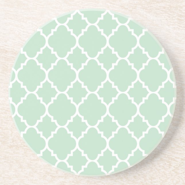 Mint Grönt Quatrefoil Moroccan Mönster Underlägg Sandsten (Framsidan)