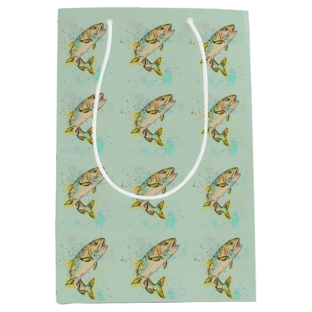 Mint Grönt Rainbow Trout Gift Bag (Framsidan)