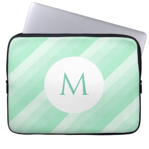 Mint Grönt Rand Modern Monogrammed Trendig Laptop Fodral