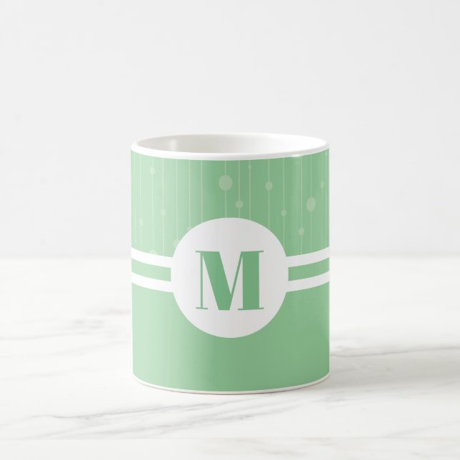 Mint grönt rand monogram brev pastel kaffemugg (Center)